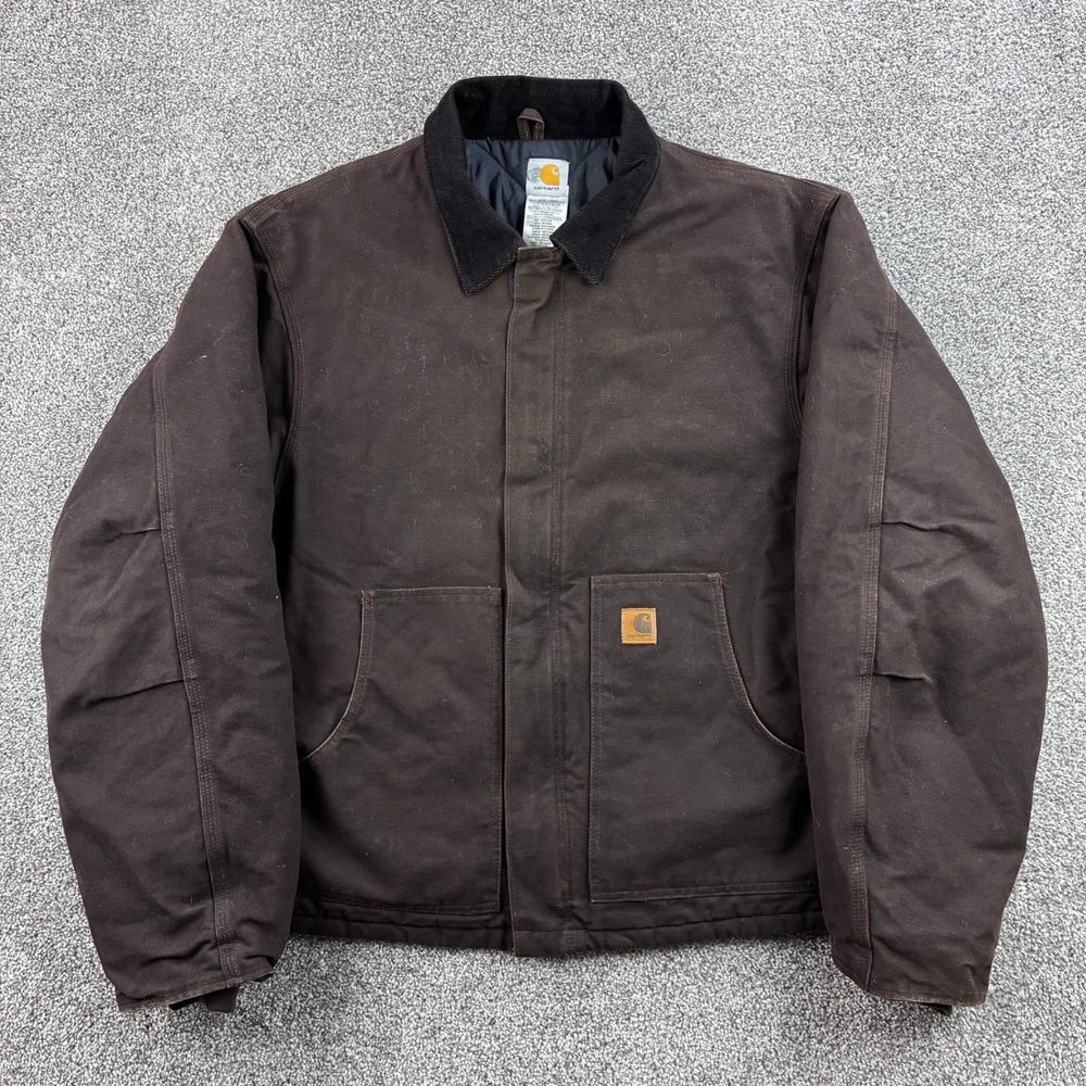Vintage Carhartt Jacket Men 2XL Tall Brown Arctic Detroit Quilted Canvas J22 DKB